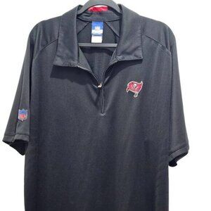Reebok NFL Team Apparel Tampa Bay Buccaneers Black Half-Zip Polo Shirt XL